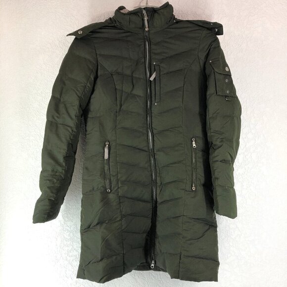 Eddie Bauer Green Goose Down Hooded Puffer Jacket Size Small - Picture 1 of 12